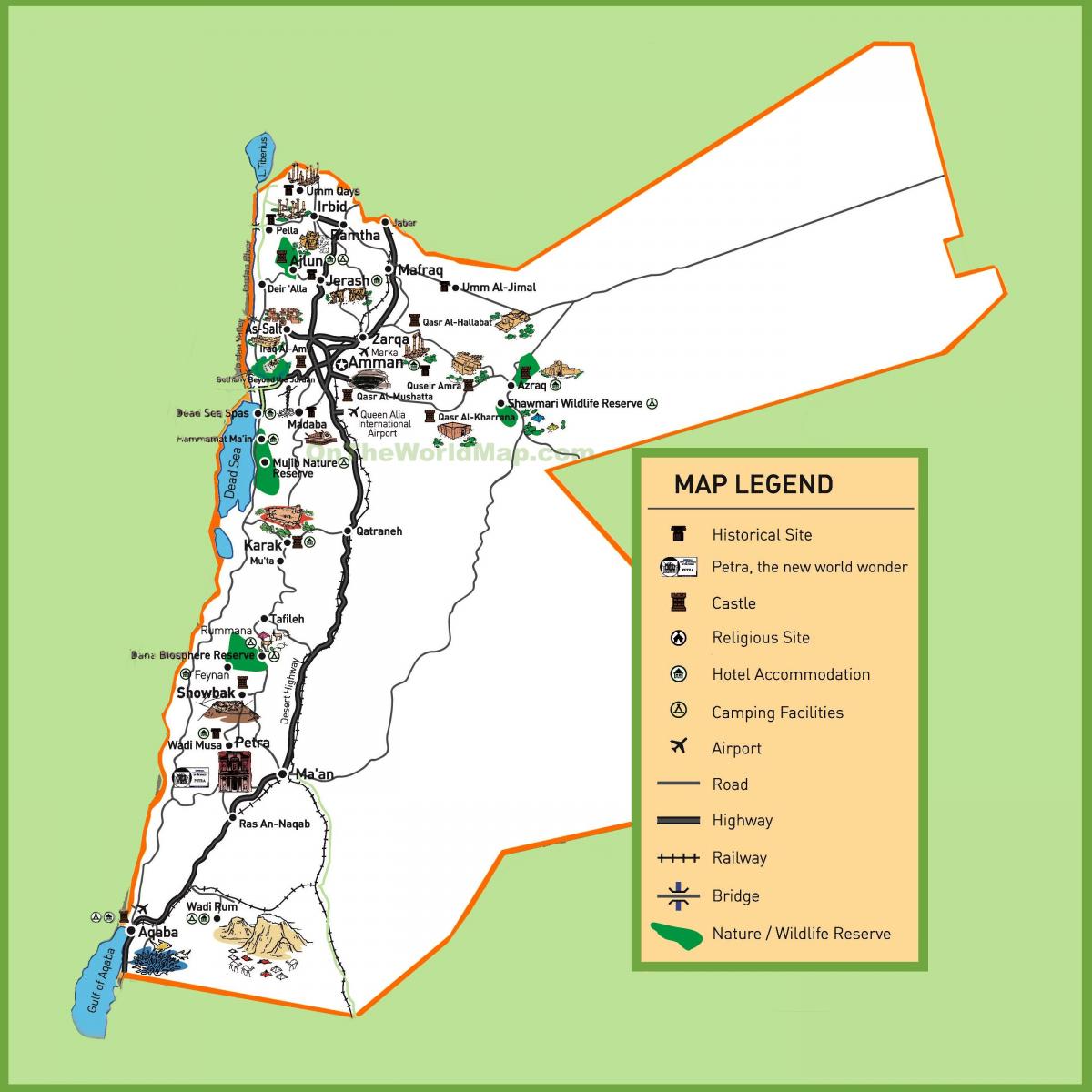 térkép Jordan turisztikai oldalak