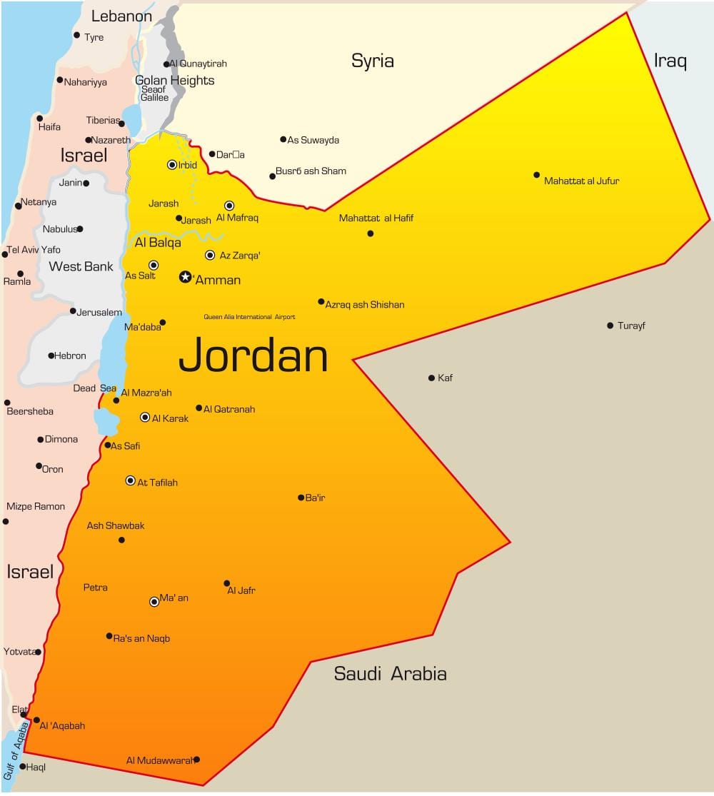 térkép Jordan közel-kelet