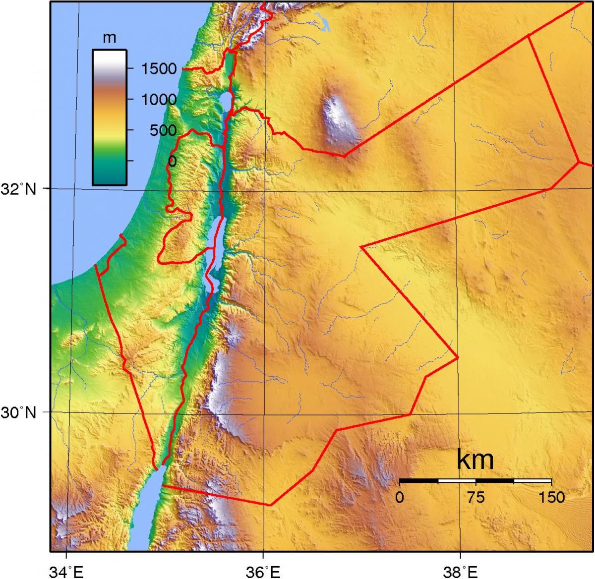 térkép Jordan topográfiai