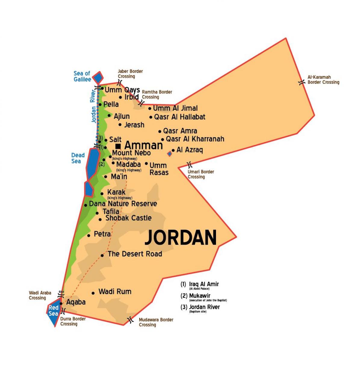 Jordan városok térkép