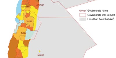 Térkép Jordan népesség
