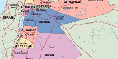 Térkép Jordan politikai